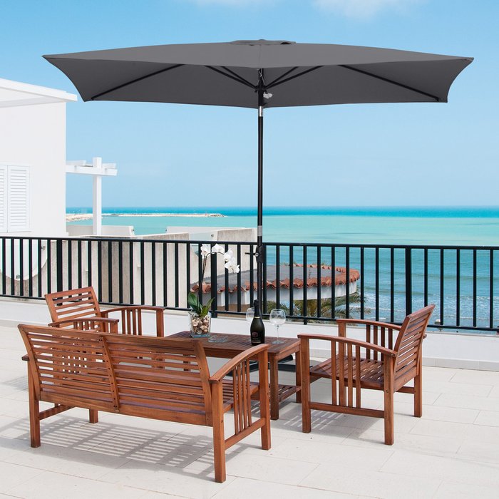 The Range | Outsunny 2 x 3m Rectangular Market Umbrella Patio - Dark Grey Outsunny 2 x 3m Rectangular Market Umbrella Patio - Dark Grey