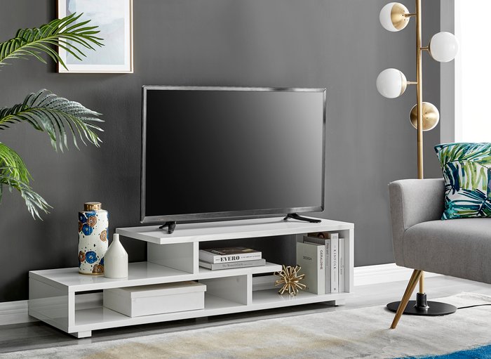The Range | FurnitureboxUK Romera White High Gloss TV Stand - White FurnitureboxUK Romera White High Gloss TV Stand - White