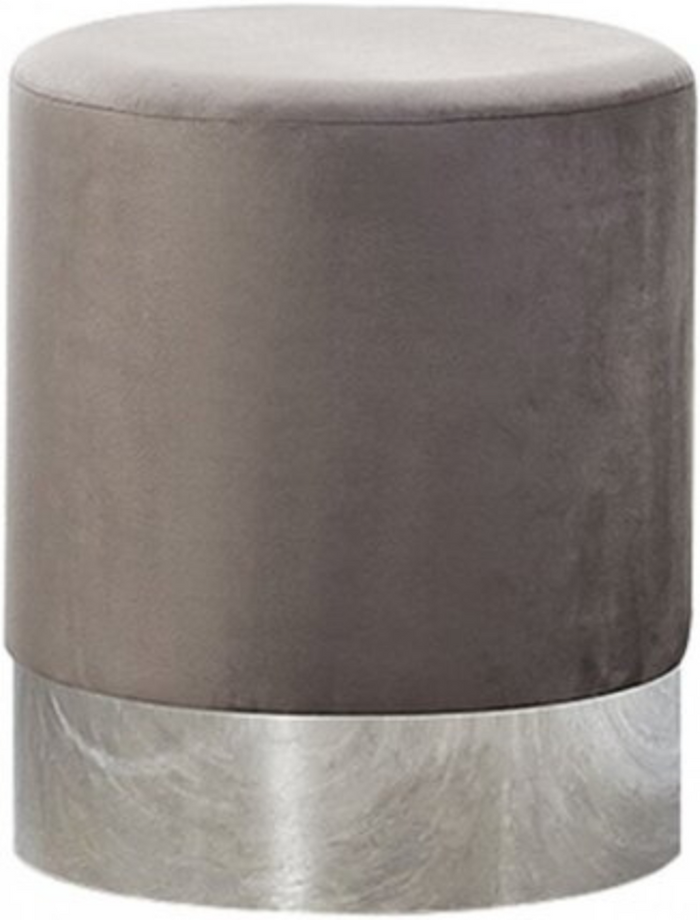 The Range | Life Interiors Darlington Modern Round Velvet Pouffe Single - Grey Life Interiors Darlington Modern Round Velvet Pouffe Single - Grey