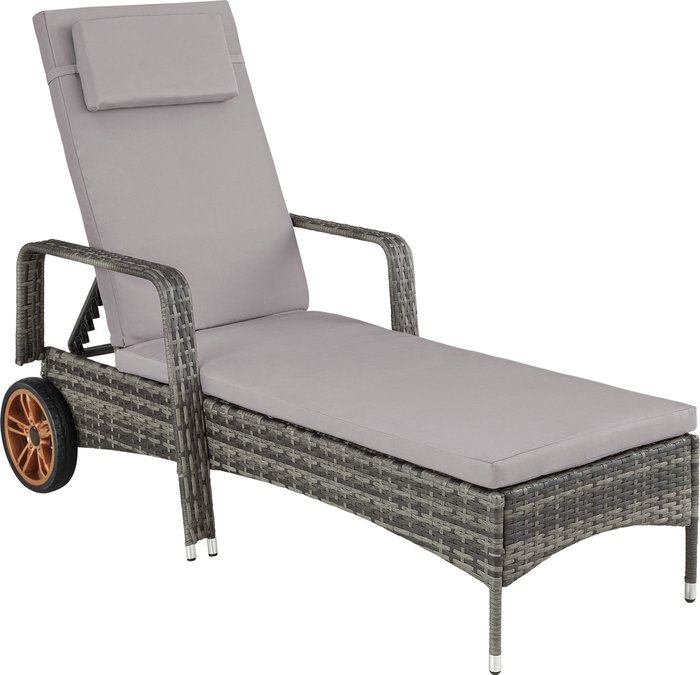 The Range | TECTAKE Tectake Caroline Rattan Sun Lounger - Grey TECTAKE Tectake Caroline Rattan Sun Lounger - Grey