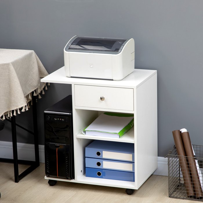 The Range | Printer Stand Rolling Desk Side Cart CPU Stand With Wheels Drawer Adjustable Shelf White Printer Stand Rolling Desk Side Cart CPU Stand With Wheels Drawer Adjustable Shelf White