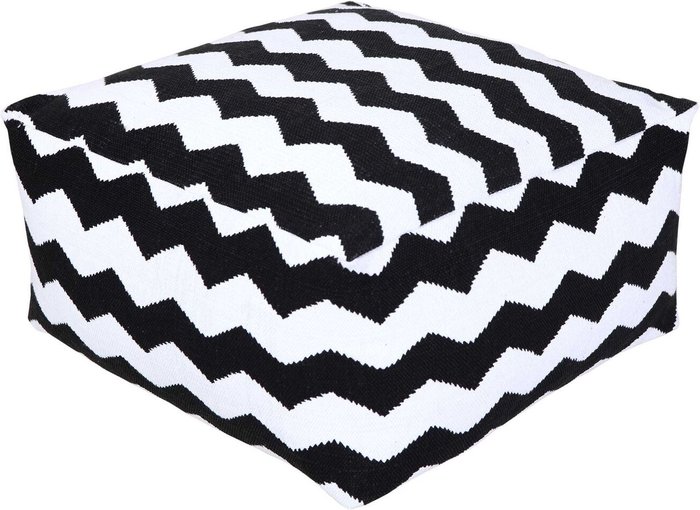 The Range | Homescapes Square Black and White Chevron Style Bean Footstool - Black Homescapes Square Black and White Chevron Style Bean Footstool - Black
