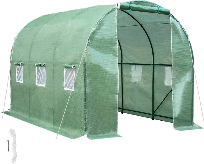 The Range | TECTAKE Tectake Polytunnel Greenhouse With 6 Windows 343X200X200cm Green TECTAKE Tectake Polytunnel Greenhouse With 6 Windows 343X200X200cm Green