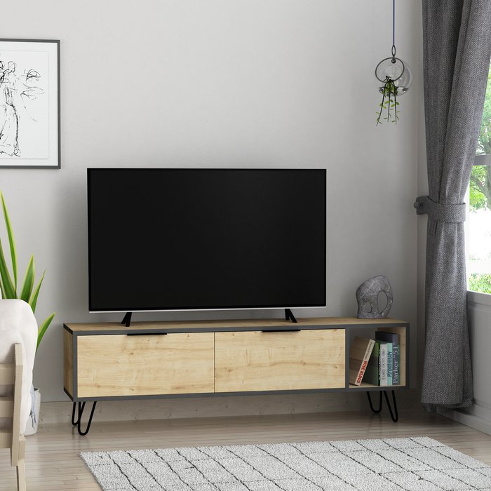 The Range | Decortie Furoki Modern Tv Unit Oak With Storage Cabinet - Oak Decortie Furoki Modern Tv Unit Oak With Storage Cabinet - Oak