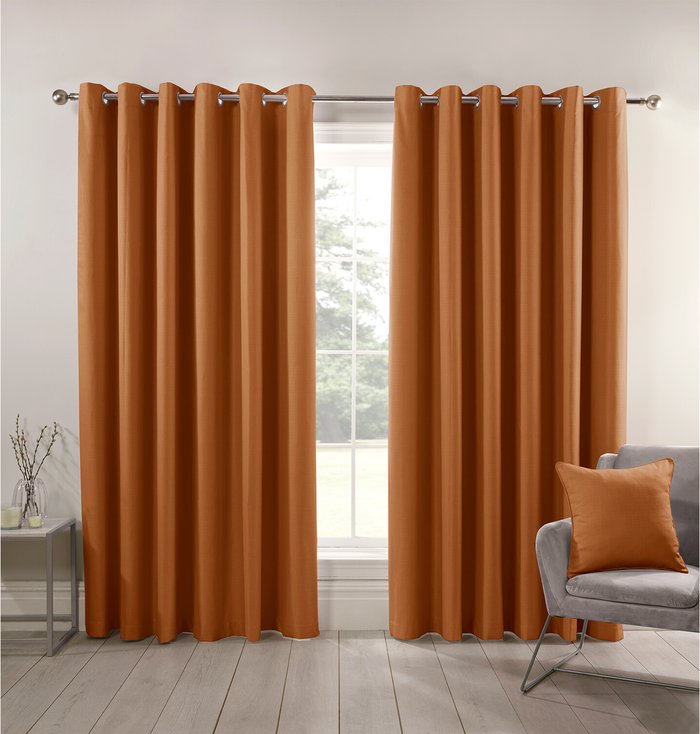 The Range | Divante Hoxton Blackout Eyelet Curtains - Orange / 183cm / 168cm Divante Hoxton Blackout Eyelet Curtains - Orange / 183cm / 168cm
