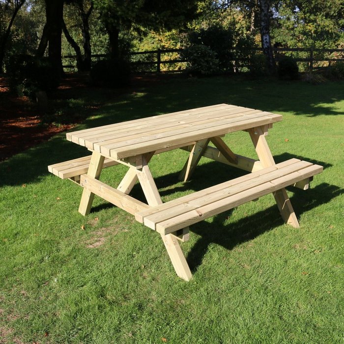 The Range | Churnet Valley Garden Furniture Deluxe Picnic Table 6 Seater - Redwood Churnet Valley Garden Furniture Deluxe Picnic Table 6 Seater - Redwood