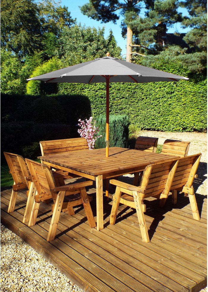 The Range | Charles Taylor Charles Taylor Eight Seater Bench and Square Table - Grey Charles Taylor Charles Taylor Eight Seater Bench and Square Table - Grey