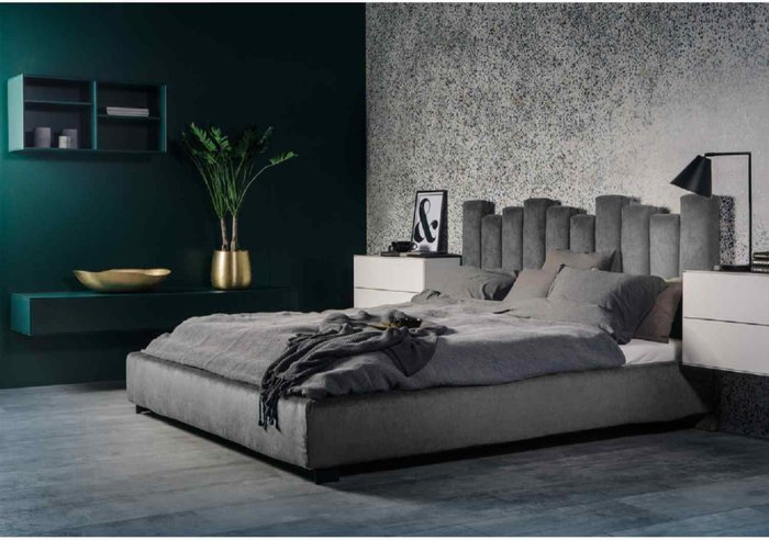 The Range | Glexton Bed Single Plush Velvet Grey Glexton Bed Single Plush Velvet Grey