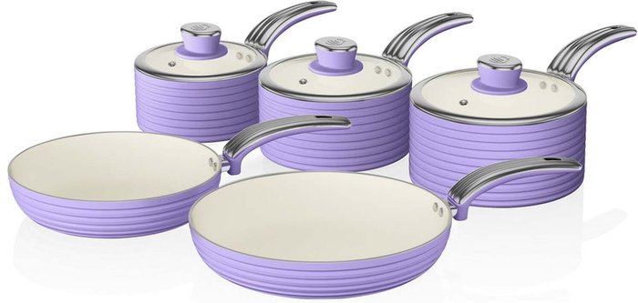The Range | Swan Retro 5 Piece Pan Set - Purple Swan Retro 5 Piece Pan Set - Purple
