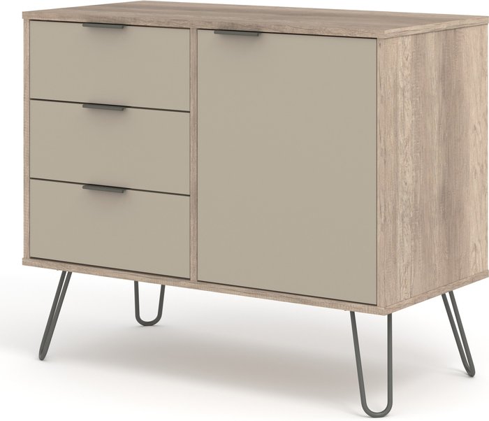 The Range | Core Products Ltd Augusta Driftwood Small Sideboard with 1 Door and 3 Drawers - Driftwood and Calico Core Products Ltd Augusta Driftwood Small Sideboard with 1 Door and 3 Drawers - Driftwood and Calico