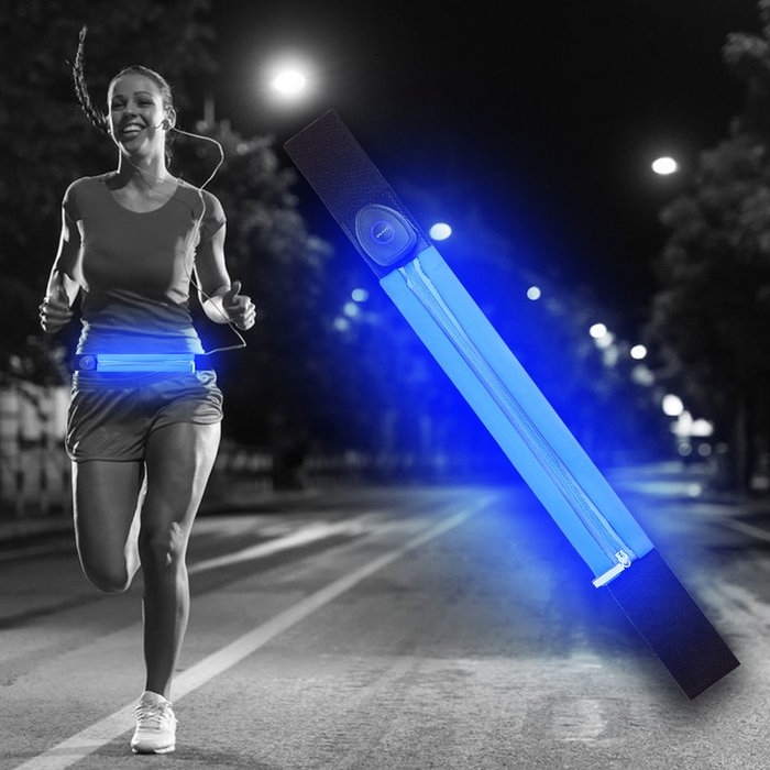 The Range | Ultra Lightweight LED Running Belt USB Rechargeable Waistpack - Blue Ultra Lightweight LED Running Belt USB Rechargeable Waistpack - Blue