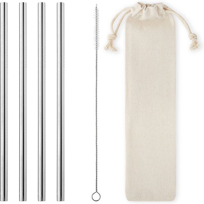 The Range | Ultra 8mm Thick Stainless Steel Straws and Carry Pouch - Silver / Pack of 8 8mm Straws and 2 Cleaning Brushes Ultra 8mm Thick Stainless Steel Straws and Carry Pouch - Silver / Pack of 8 8mm Straws and 2 Cleaning Brushes