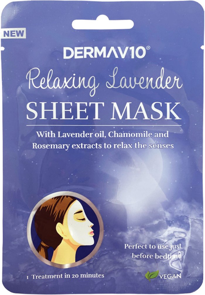 The Range | DermaV10 DermaV10 Relaxing Lavender Sheet Mask DermaV10 DermaV10 Relaxing Lavender Sheet Mask