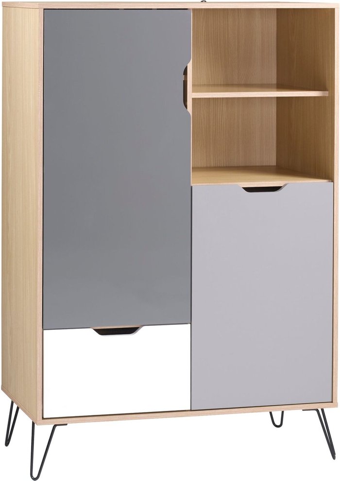 The Range | Seconique Bergen Tall Sideboard Wine Rack - Oak effect white grey Seconique Bergen Tall Sideboard Wine Rack - Oak effect white grey