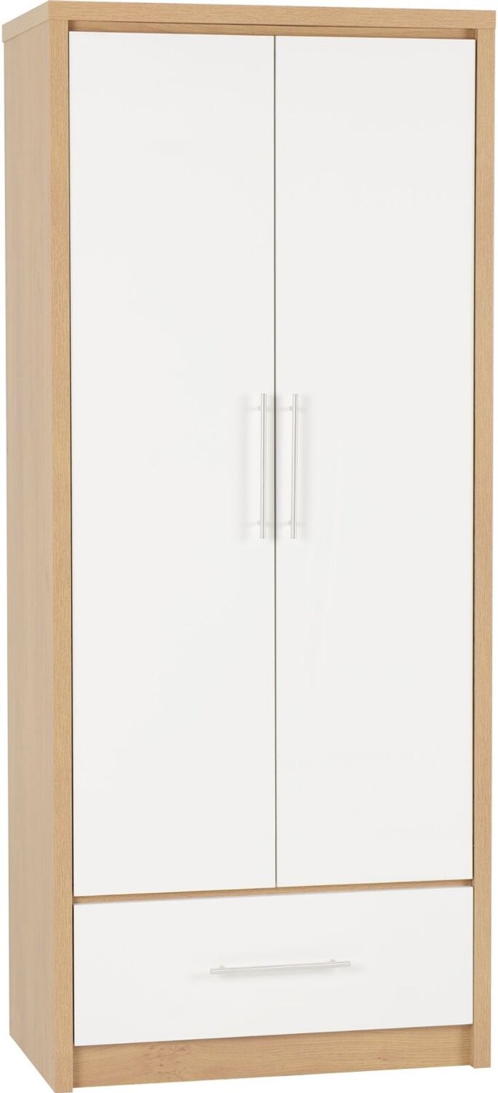 The Range | Seconique Seville 2 Door 1 Drawer Wardrobe - White Gloss Seconique Seville 2 Door 1 Drawer Wardrobe - White Gloss