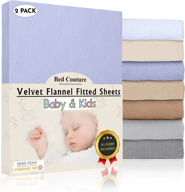 The Range | 60x120 cm Velvet Flannel Fitted Crib Bed Sheets - Winter Blue 60x120 cm Velvet Flannel Fitted Crib Bed Sheets - Winter Blue