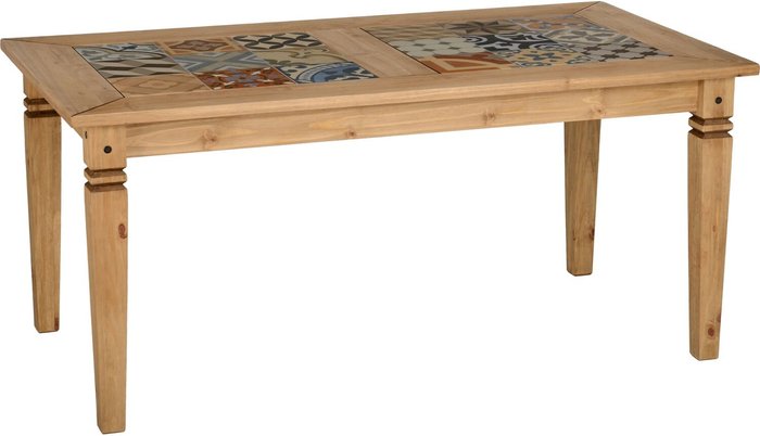The Range | Seconique Salvador Tile Top Dining Table Distressed Waxed Pine - Distressed waxed Pine Seconique Salvador Tile Top Dining Table Distressed Waxed Pine - Distressed waxed Pine
