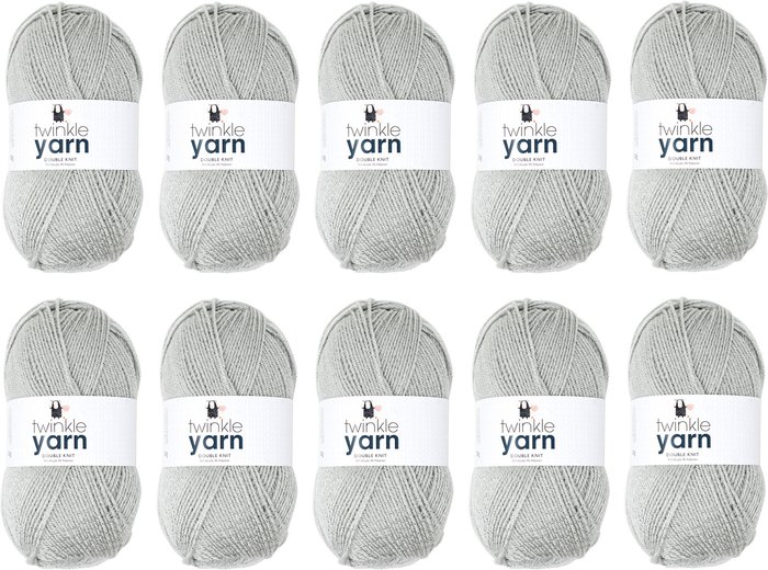 The Range | Korbond Pack of 10 DK Twinkle Yarn 100g Balls Silver Korbond Pack of 10 DK Twinkle Yarn 100g Balls Silver