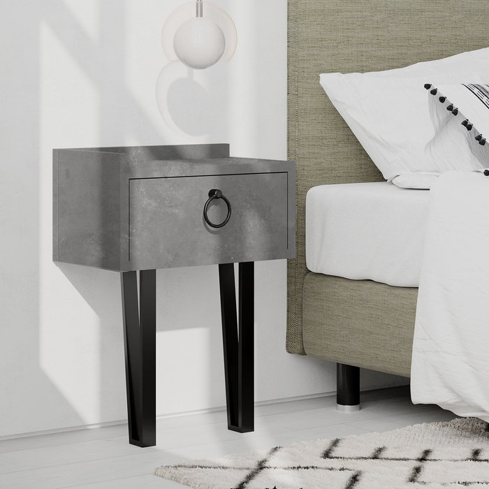 The Range | Decortie Sponge Modern Bedside Table - Retro Grey Decortie Sponge Modern Bedside Table - Retro Grey
