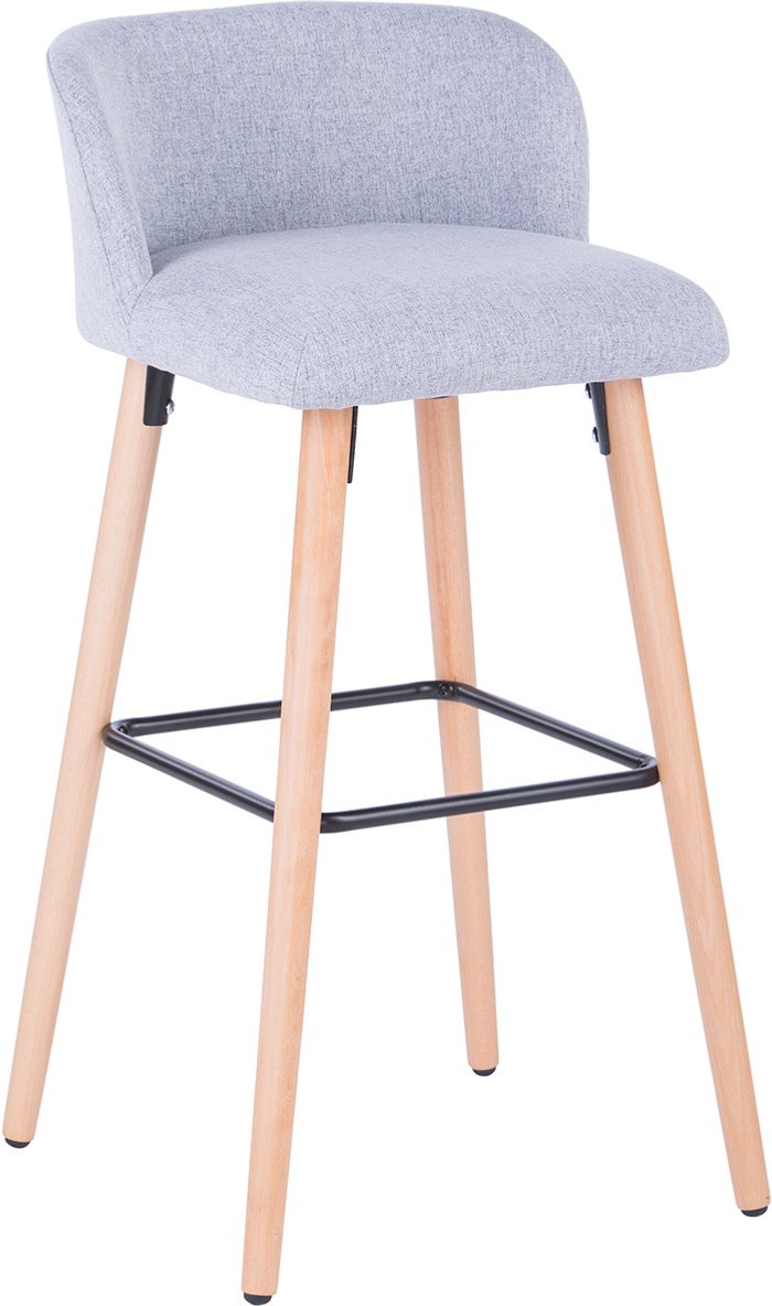 The Range | Zennor Zennor Hati Fabric Barstool with Wooden Legs - Grey Zennor Zennor Hati Fabric Barstool with Wooden Legs - Grey