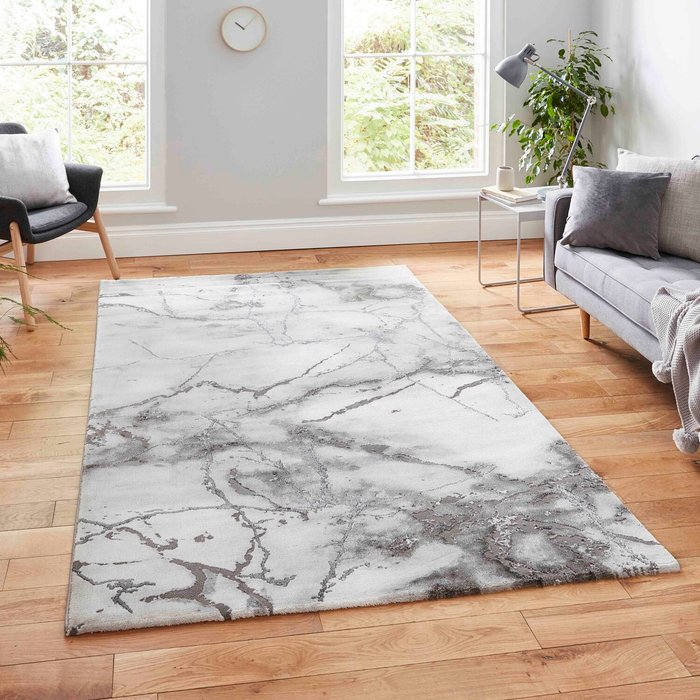 The Range | The Rug Wholesaler Luxurious Ivory and Silver Marble Pattern Area Rug - Silver The Rug Wholesaler Luxurious Ivory and Silver Marble Pattern Area Rug - Silver