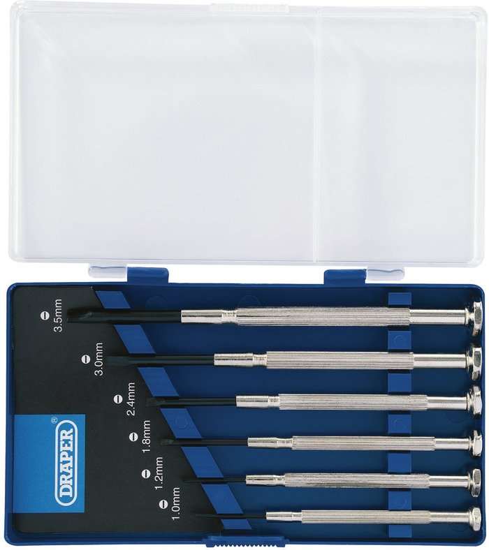 The Range | Draper Draper 6 Piece Slotted Precision Screwdriver Set Draper Draper 6 Piece Slotted Precision Screwdriver Set