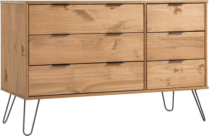 The Range | Core Products Augusta 3 plus 3 Drawer Wide Chest Drawers - Antique waxed pine Core Products Augusta 3 plus 3 Drawer Wide Chest Drawers - Antique waxed pine