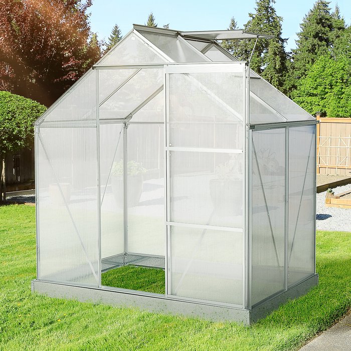 The Range | Outsunny Walk In Greenhouse with Polycarb Panels - Silver / 130cm Outsunny Walk In Greenhouse with Polycarb Panels - Silver / 130cm