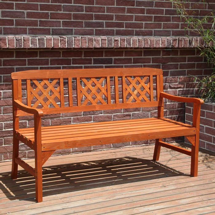 The Range | BIRCHTREE Wooden 3 Seat Garden Bench - Natural BIRCHTREE Wooden 3 Seat Garden Bench - Natural