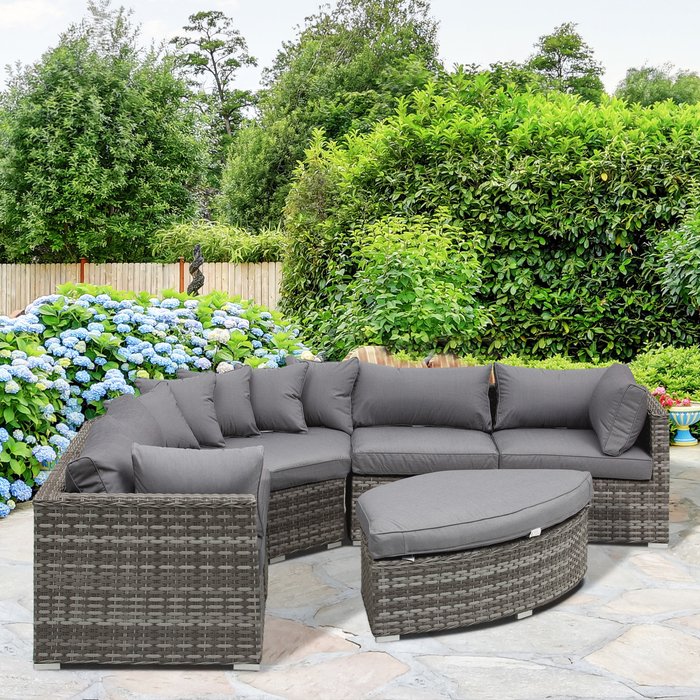 The Range | Outsunny 6 Piece Outdoor Rattan Sofa Set - Grey Outsunny 6 Piece Outdoor Rattan Sofa Set - Grey