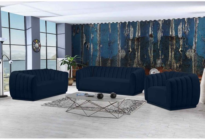 The Range | Simply Eleganza Caleb Fluted Sofa Set in Velour Velvet Fabric 3 2 Seater Armchair Set - Blue Simply Eleganza Caleb Fluted Sofa Set in Velour Velvet Fabric 3 2 Seater Armchair Set - Blue