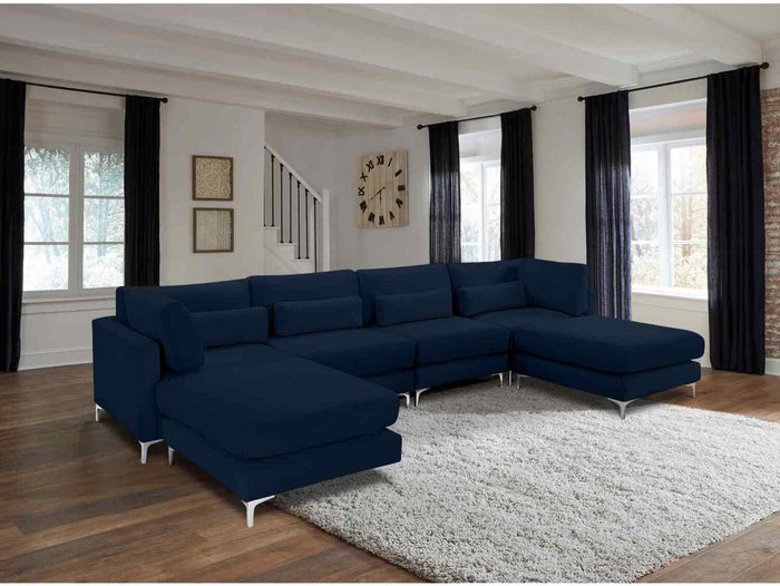 The Range | Simply Eleganza Finley Full Back Large Corner U Shape Sofa - Blue Simply Eleganza Finley Full Back Large Corner U Shape Sofa - Blue