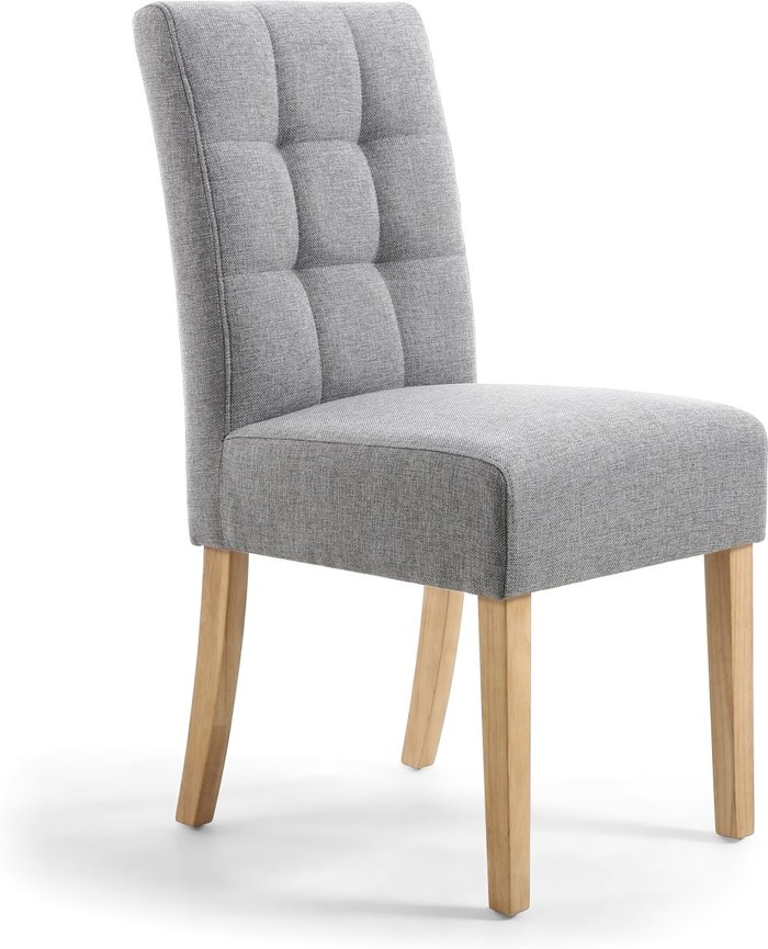 The Range | Shankar 2 x Shankar Moseley Stitched Waffle Linen Effect Silver Grey Dining Chairs With Natural Legs Shankar 2 x Shankar Moseley Stitched Waffle Linen Effect Silver Grey Dining Chairs With Natural Legs