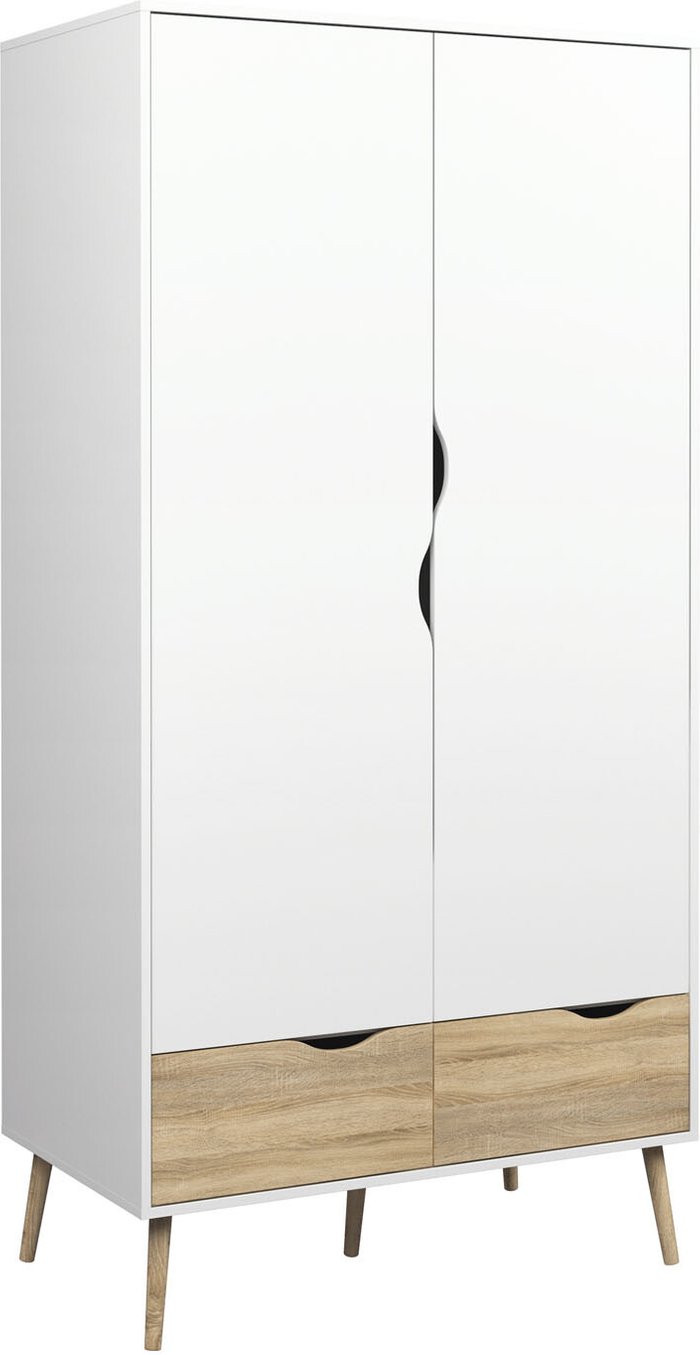 The Range | Furniture To Go Oslo 2-Door 2-Drawer Wardrobe - White Furniture To Go Oslo 2-Door 2-Drawer Wardrobe - White