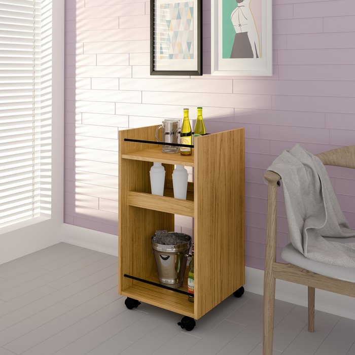 The Range | SECONIQUE Naples Serving Cart Drinks Bottle Glass Rack Unit Side Table - Oak Effect SECONIQUE Naples Serving Cart Drinks Bottle Glass Rack Unit Side Table - Oak Effect