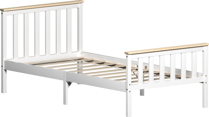 The Range | Milan Wooden High Foot End Bed - White and Pine / Single / 30kg Milan Wooden High Foot End Bed - White and Pine / Single / 30kg