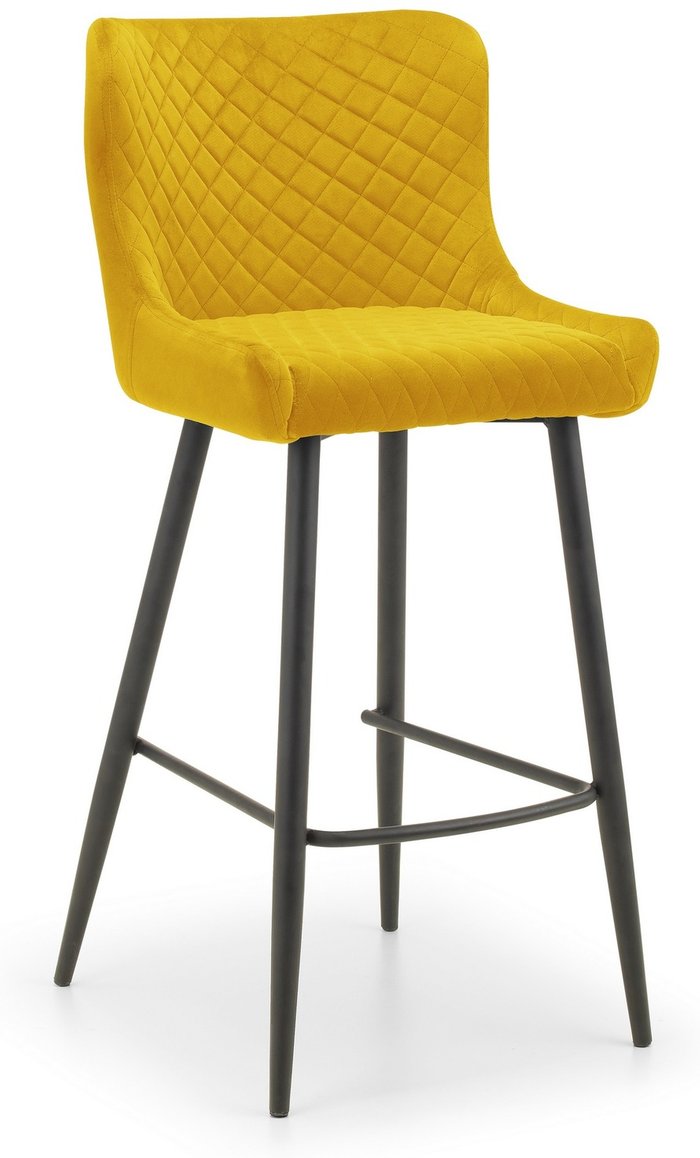 The Range | Julian Bowen Luxe Velvet Bar Stool - Mustard - Mustard Julian Bowen Luxe Velvet Bar Stool - Mustard - Mustard