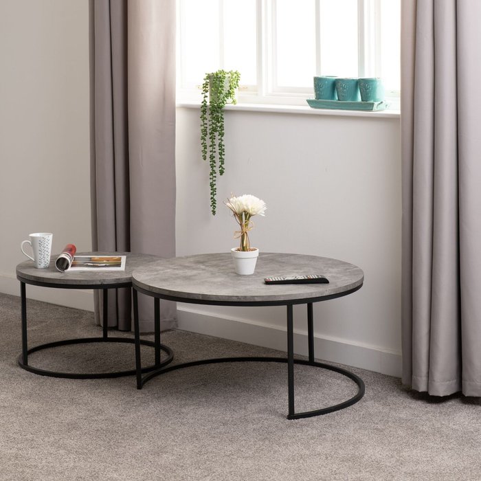 The Range | Seconique Athens Round Coffee Table Set - Concrete Seconique Athens Round Coffee Table Set - Concrete