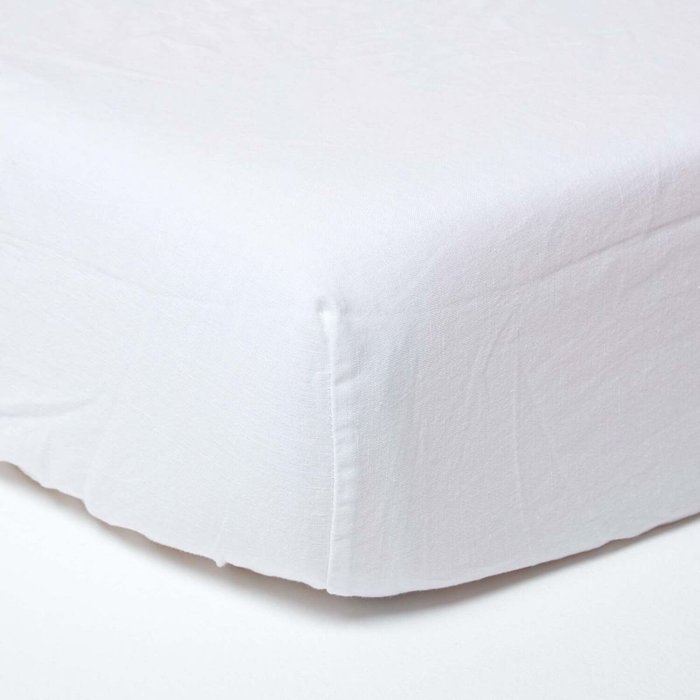 The Range | Homescapes Linen Extra Deep Fitted Sheet - White / Superking Homescapes Linen Extra Deep Fitted Sheet - White / Superking