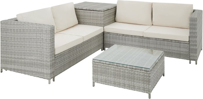 The Range | TECTAKE Tectake Rattan Garden Furniture Lounge Siena - Light Grey TECTAKE Tectake Rattan Garden Furniture Lounge Siena - Light Grey