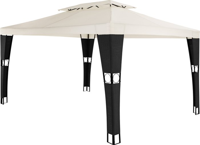 The Range | TECTAKE Gazebo Mona 3x4m Rattan - Black, Cream TECTAKE Gazebo Mona 3x4m Rattan - Black, Cream