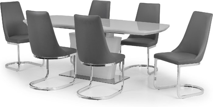 The Range | Julian Bowen Julian Bowen Set Of Como High Gloss Grey Table And 6 Como Chairs Julian Bowen Julian Bowen Set Of Como High Gloss Grey Table And 6 Como Chairs