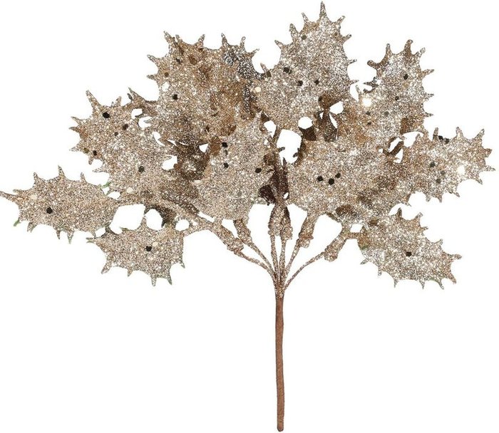 The Range | Kingsbury Gifts Gold Glitter Holly Pick H20 cm - Champagne Kingsbury Gifts Gold Glitter Holly Pick H20 cm - Champagne