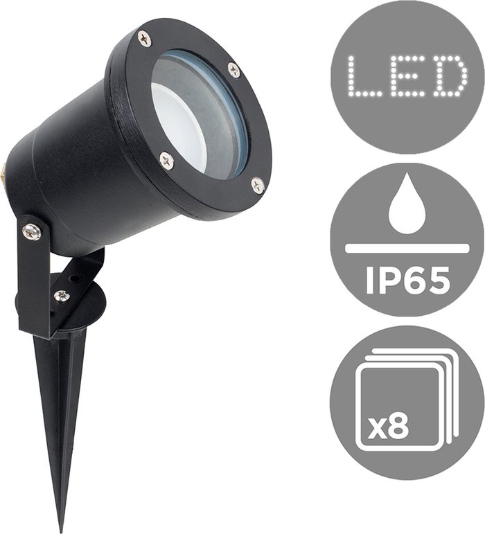 The Range | ValueLights 8 Pack Modern Ground Spike Wall Mount IP65 Rated Outdoor Lights In Black Finish - Black ValueLights 8 Pack Modern Ground Spike Wall Mount IP65 Rated Outdoor Lights In Black Finish - Black