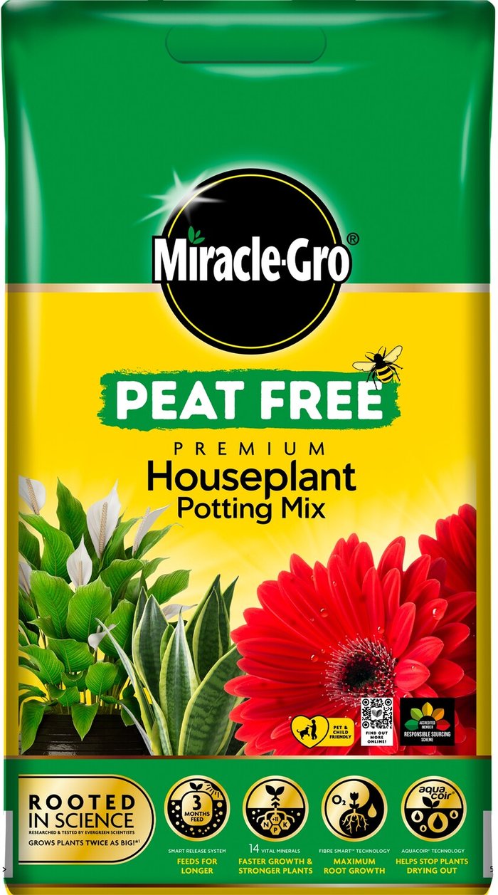The Range | Miracle-Gro Peat Free Premium Houseplant Compost 10L - Black Miracle-Gro Peat Free Premium Houseplant Compost 10L - Black