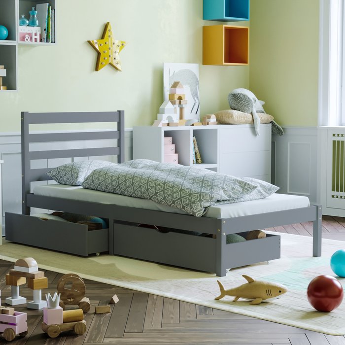 The Range | Lassic Libra Solid Pine Single Bed - Grey Lassic Libra Solid Pine Single Bed - Grey