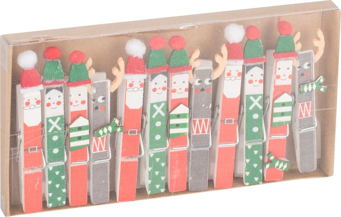 The Range | Set of Twelve Christmas Character Pegs Set of Twelve Christmas Character Pegs