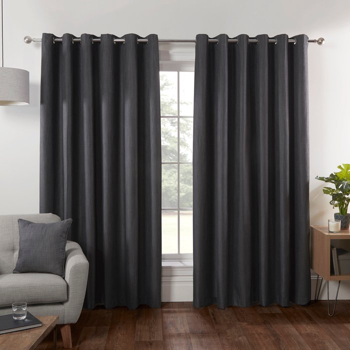The Range | Divante Hoxton Blackout Eyelet Curtains - Charcoal / 229cm Divante Hoxton Blackout Eyelet Curtains - Charcoal / 229cm