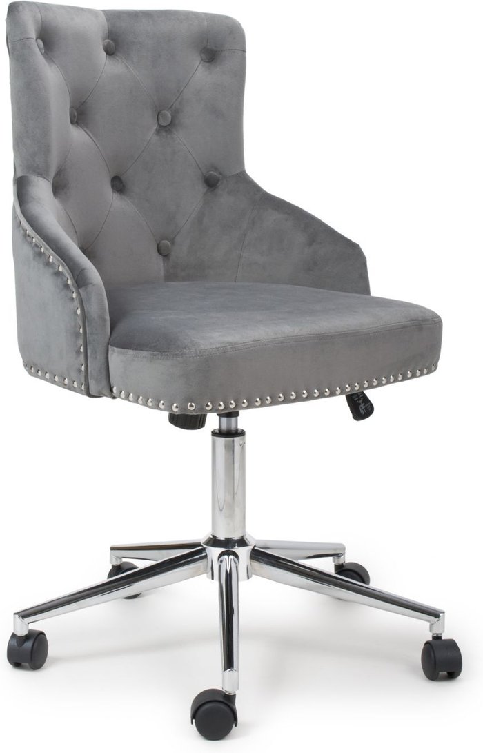 The Range | Shankar Rocco Brushed Velvet Grey Office Chair - Grey Shankar Rocco Brushed Velvet Grey Office Chair - Grey