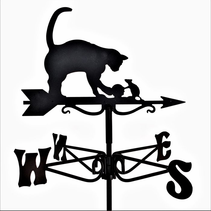 The Range | Espira Cat and Mouse Black Mini Weathervane - Black Espira Cat and Mouse Black Mini Weathervane - Black